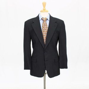 Vintage Calvin Klein 40R Navy Wool Two Button Sport Coat Blazer Jacket V…